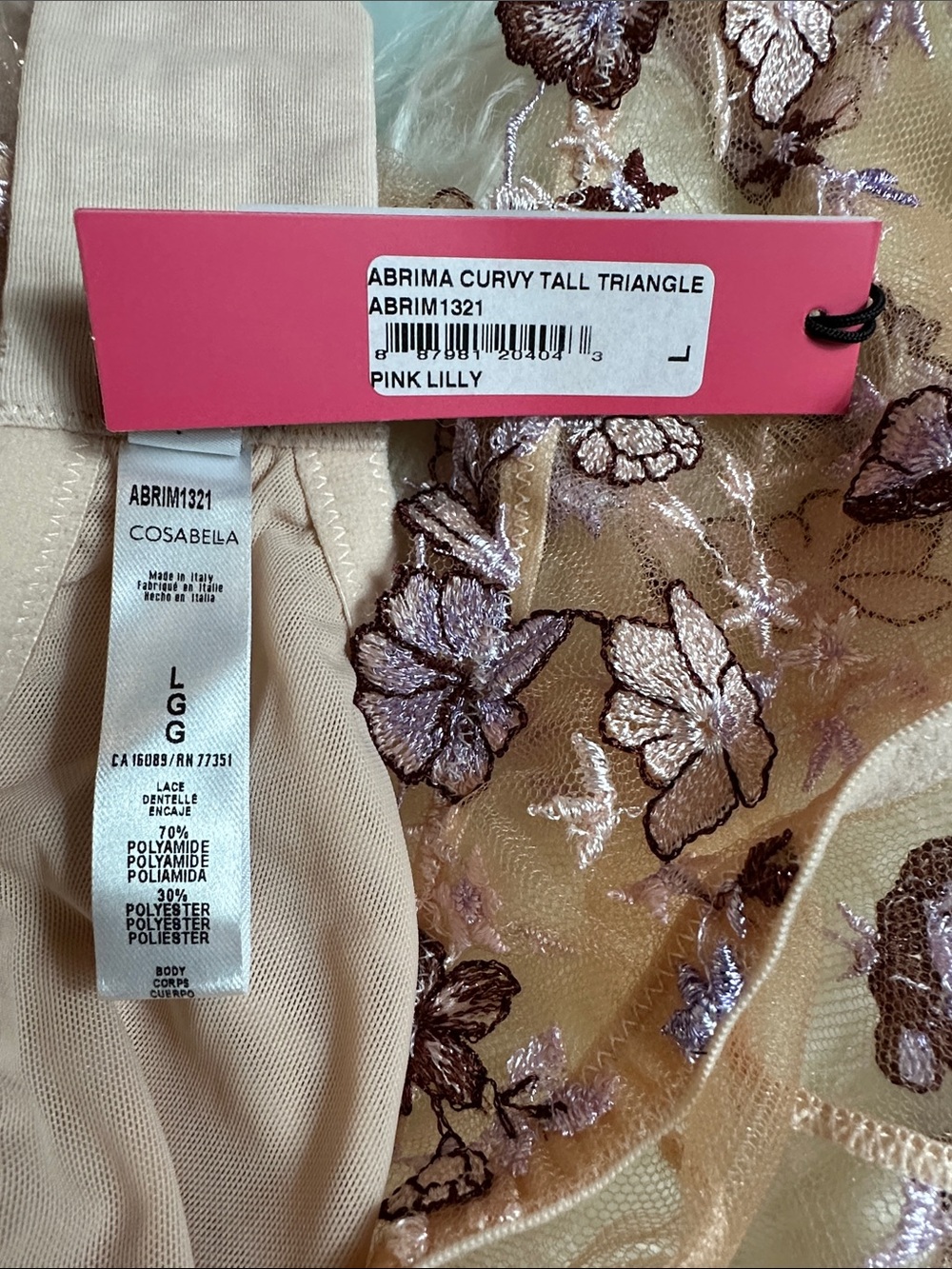 NWT Cosabella Abrima Curvy Large Tall Triangle Bralette Pink Lilly Embroidered - Picture 8 of 10